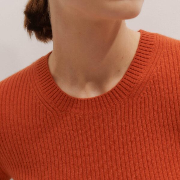 Me and Em Rib Knit Slim Tee – luxury British Orange in Me and Em exclusively at Coveti