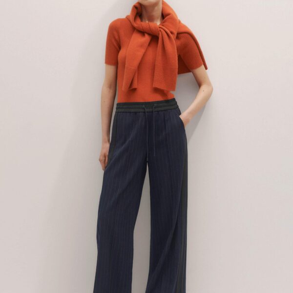 Me + Em Rib Knit Slim Tee – luxury British Orange in Me and Em exclusively at Coveti