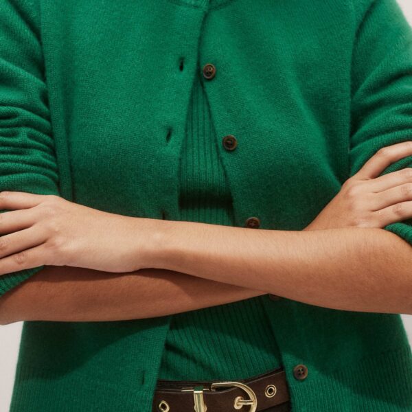 Me and Em Rib Knit Slim Tee – luxury British Green in Me and Em exclusively at Coveti