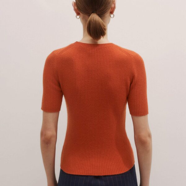 Me and Em Rib Knit Slim Tee – luxury British Orange in Me and Em exclusively at Coveti