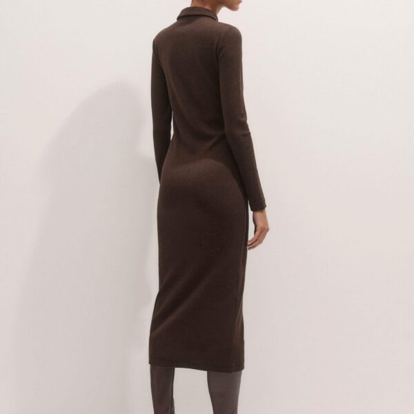Me and Em Rib Midi Shirt Dress – luxury British Brown in Me and Em exclusively at Coveti