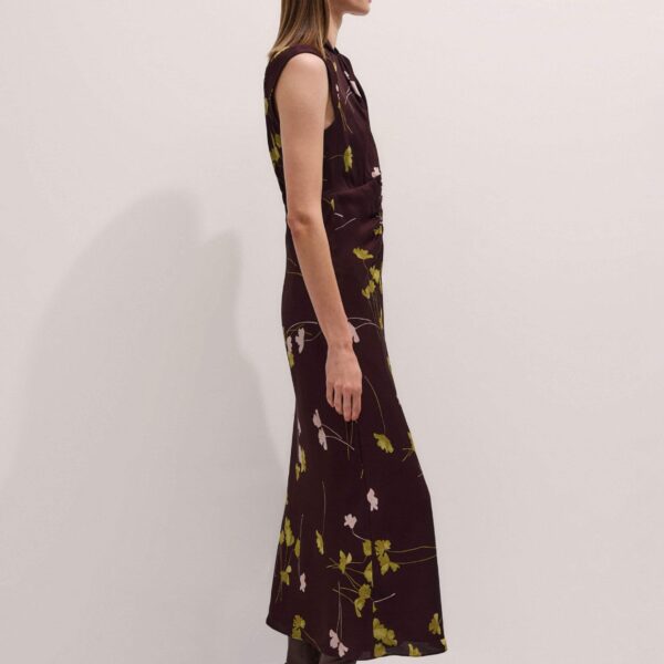 Me + Em Ruched Maxi Dress – luxury British Red in Me and Em exclusively at Coveti