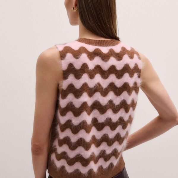 Me and Em Scallop Stripe Vest – luxury British Brown in Me and Em exclusively at Coveti