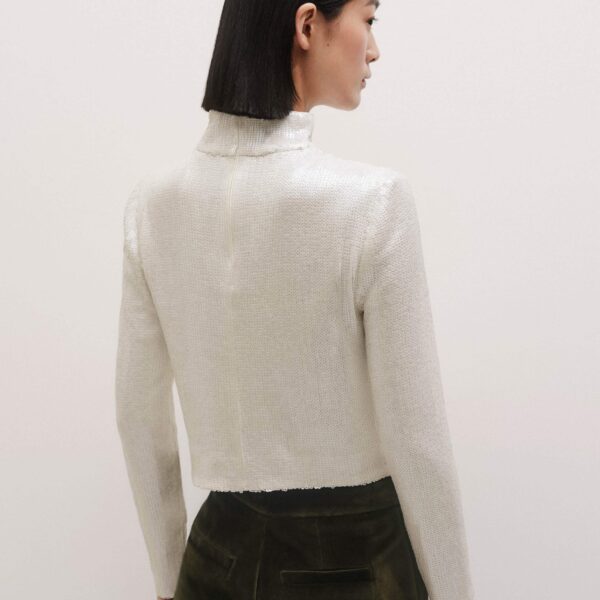 Me + Em Sequin High Neck Top – luxury British Ivory in Me and Em exclusively at Coveti
