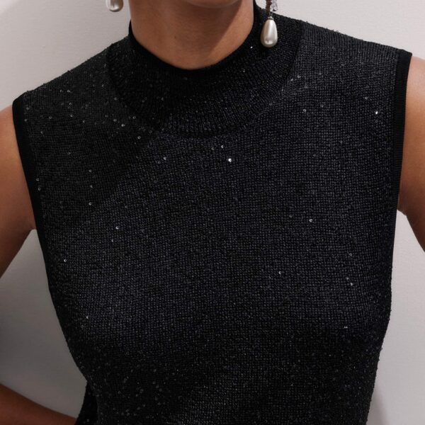 Me + Em Sequin Knit Vest – luxury British Black in Me and Em exclusively at Coveti
