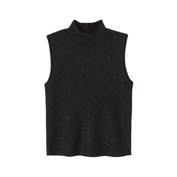 Me and Em Sequin Knit Vest – luxury British Black in Me and Em exclusively at Coveti