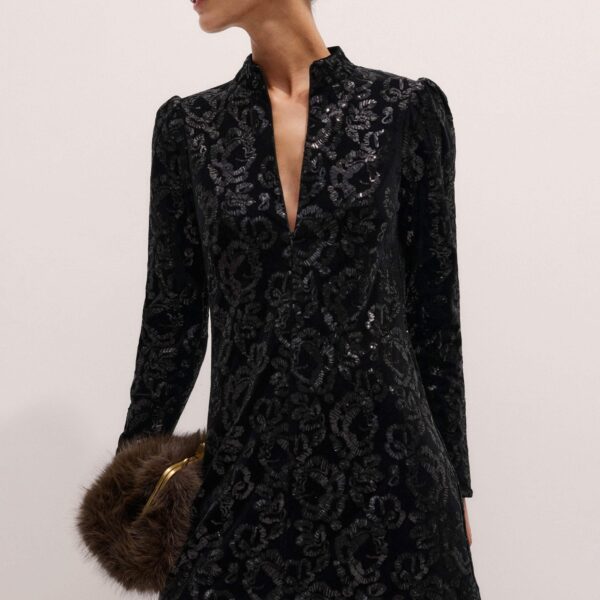 Me and Em Sequin Mini Dress – luxury British Black in Me and Em exclusively at Coveti