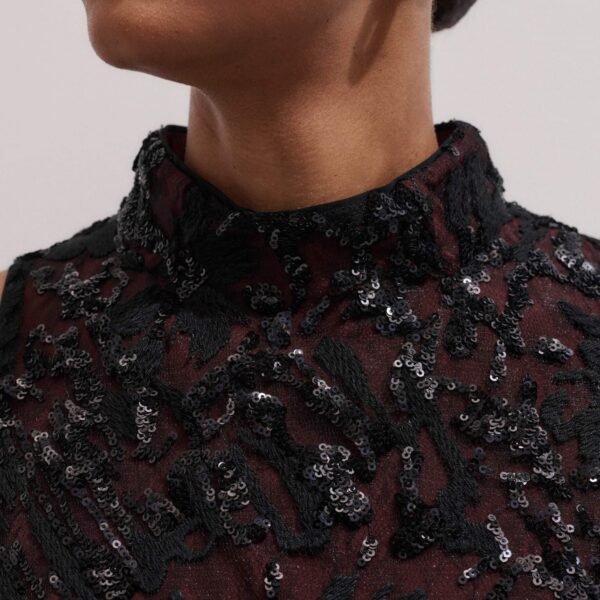 Me + Em Sequin Shell Top – luxury British Black in Me and Em exclusively at Coveti