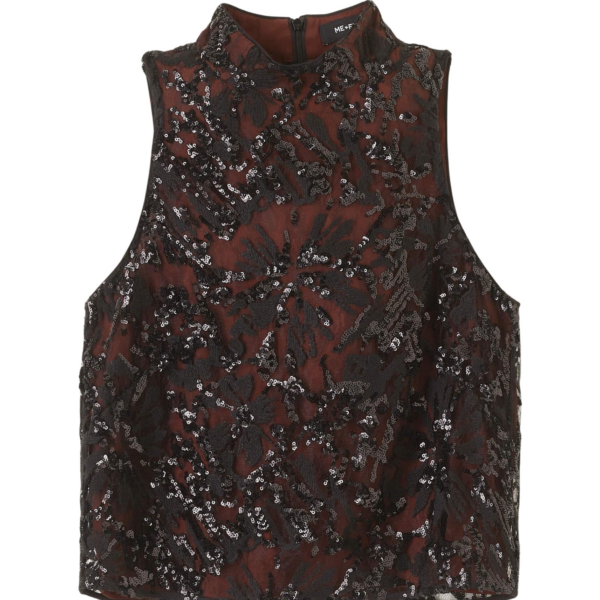 Me and Em Sequin Shell Top – luxury British Black in Me and Em exclusively at Coveti