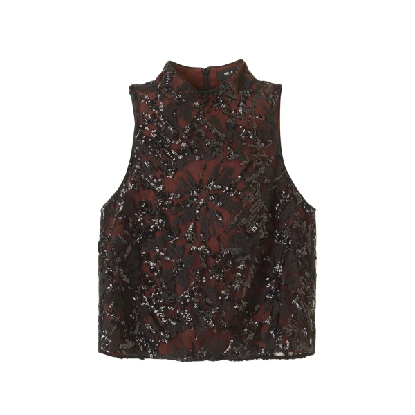 Me and Em Sequin Shell Top – luxury British Black in Me and Em exclusively at Coveti