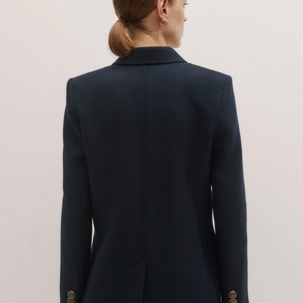 Me and Em Sharp Shoulder Blazer – luxury British Blue in Me and Em exclusively at Coveti