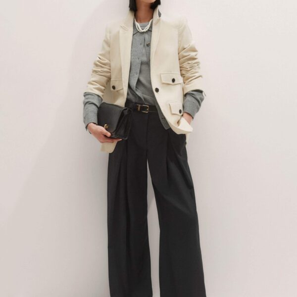 Me and Em Sharp Shoulder Blazer – luxury British Ivory in Me and Em exclusively at Coveti