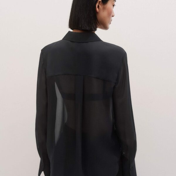 Me + Em Sheer Evening Shirt – luxury British Black in Me and Em exclusively at Coveti