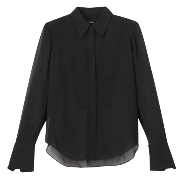 Me and Em Sheer Evening Shirt – luxury British Black in Me and Em exclusively at Coveti