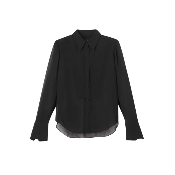 Me and Em Sheer Evening Shirt – luxury British Black in Me and Em exclusively at Coveti