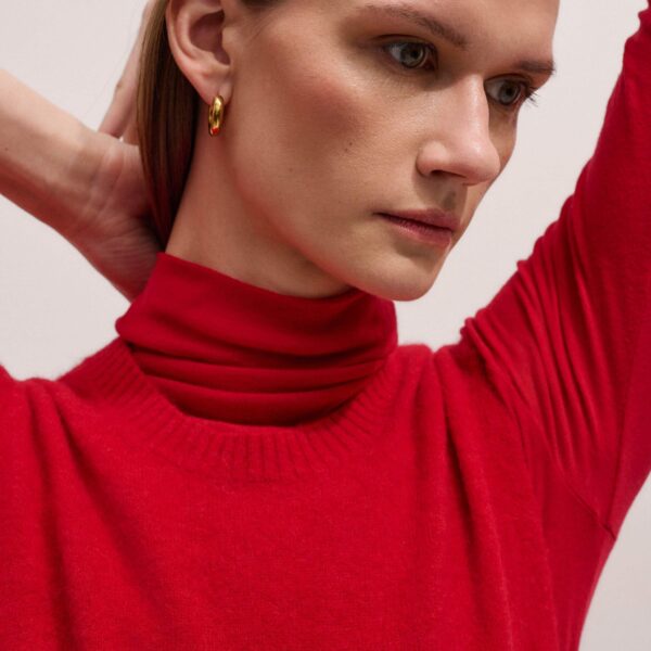 Me + Em Sheer High Neck Top – luxury British Red in Me and Em exclusively at Coveti