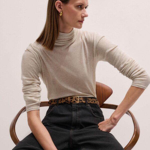 Me + Em Sheer High Neck Top – luxury British Neutrals in Me and Em exclusively at Coveti