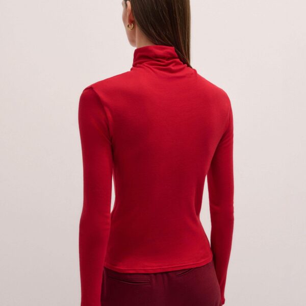 Me + Em Sheer High Neck Top – luxury British Red in Me and Em exclusively at Coveti