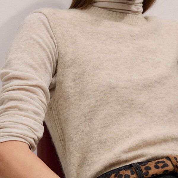 Me and Em Sheer High Neck Top – luxury British Beige in Me and Em exclusively at Coveti