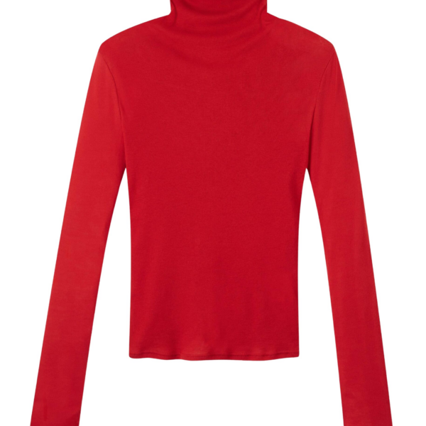 Me and Em Sheer High Neck Top – luxury British Red in Me and Em exclusively at Coveti