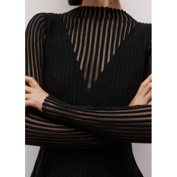 Me and Em Sheer Knit Peplum Top, view 6