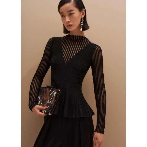 Me and Em Sheer Knit Peplum Top, view 7
