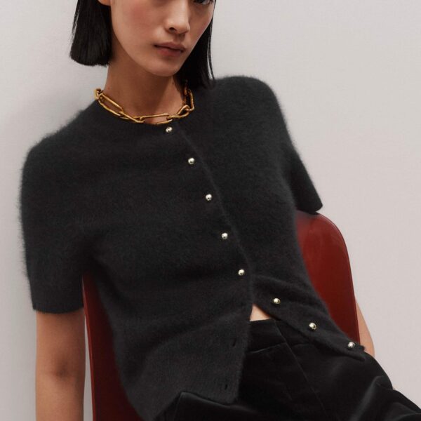 Me and Em Short Sleeve Cardigan – luxury British Black in Me and Em exclusively at Coveti