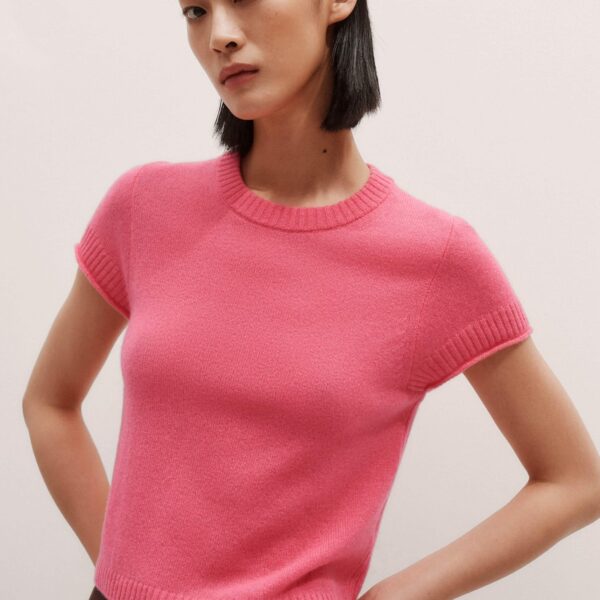 Me + Em Shrunken Baby Tee – luxury British Pink in Me and Em exclusively at Coveti