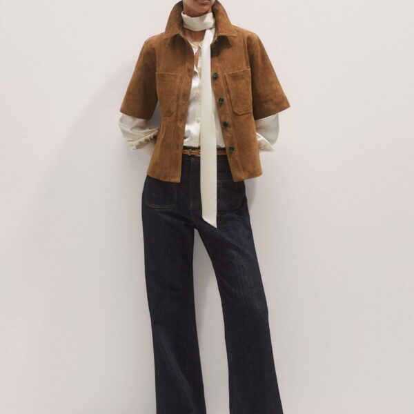 Me + Em Silk Satin Blouse + Tie – luxury British Ivory in Me and Em exclusively at Coveti
