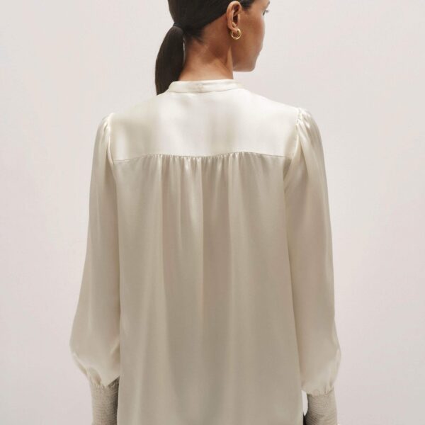 Me and Em Silk Satin Blouse + Tie – luxury British Ivory in Me and Em exclusively at Coveti