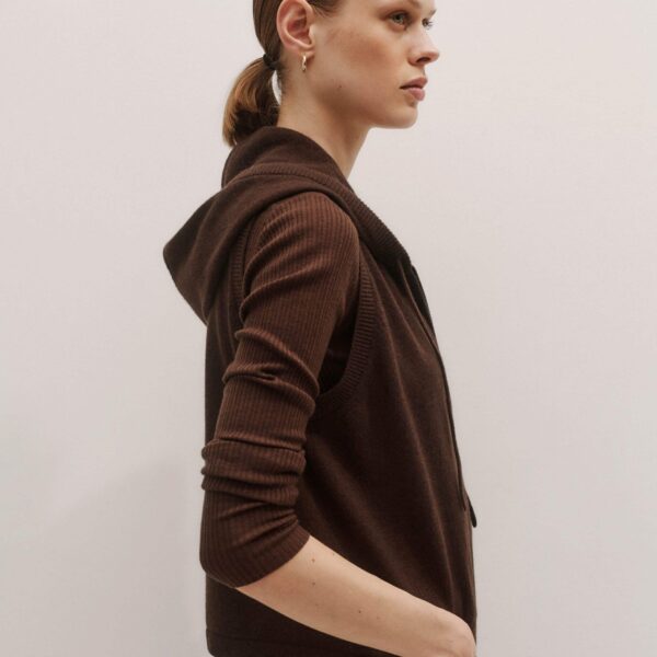 Me and Em Sleeveless Zip Hoody – luxury British Brown in Me and Em exclusively at Coveti