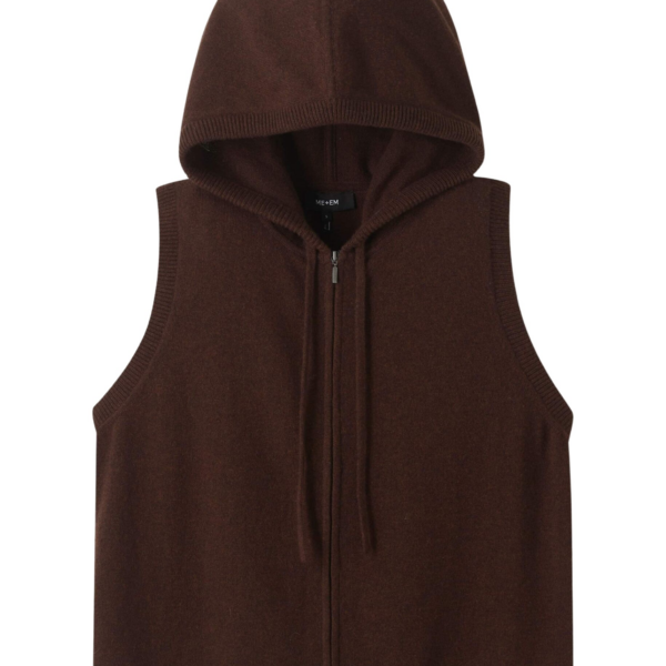 Me and Em Sleeveless Zip Hoody – luxury British Brown in Me and Em exclusively at Coveti