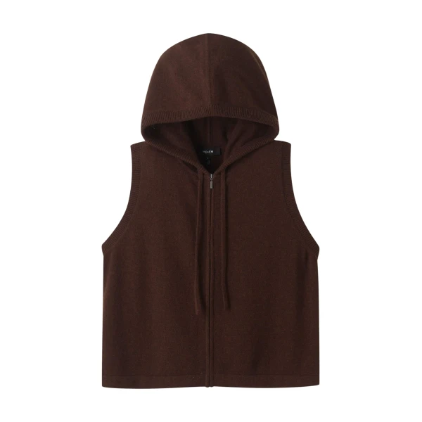 Me and Em Sleeveless Zip Hoody – luxury British Brown in Me and Em exclusively at Coveti