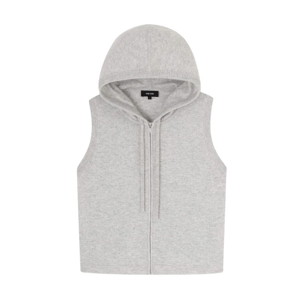 Me and Em Sleeveless Zip Hoody – luxury British Grey in Me and Em exclusively at Coveti