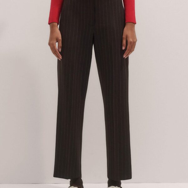 Me + Em Slim Crop Trouser – luxury British Brown in Me and Em exclusively at Coveti