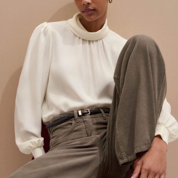 Me + Em Slim Cut Blouse – luxury British Ivory in Me and Em exclusively at Coveti