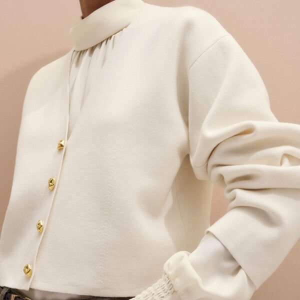 Me + Em Slim Cut Blouse – luxury British Ivory in Me and Em exclusively at Coveti