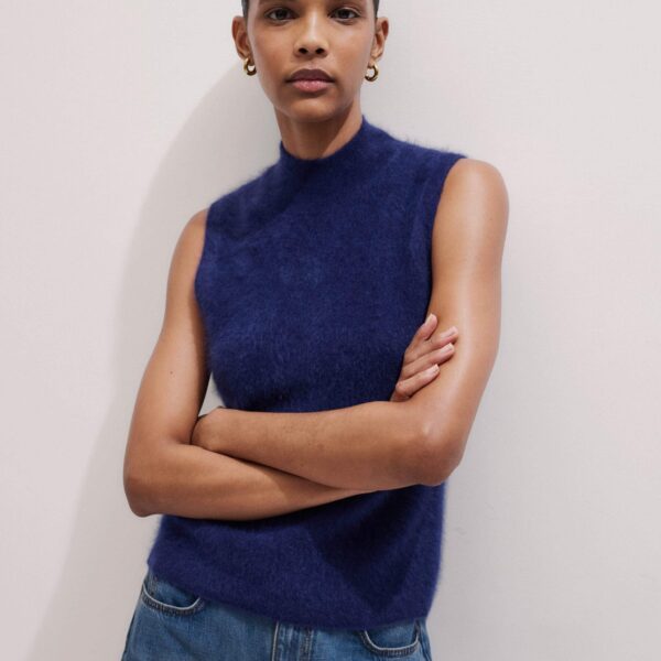 Me and Em Slim Sweater Vest – luxury British Blue in Me and Em exclusively at Coveti