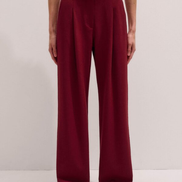 Me + Em Statement Man Pant – luxury British Red in Me and Em exclusively at Coveti