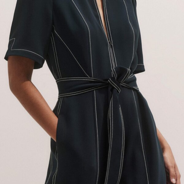 Me and Em Stitch Jumpsuit + Belt – luxury British Blue in Me and Em exclusively at Coveti