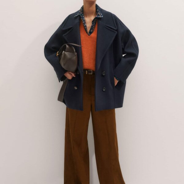 Me + Em Straight Blouse – luxury British Blue in Me and Em exclusively at Coveti
