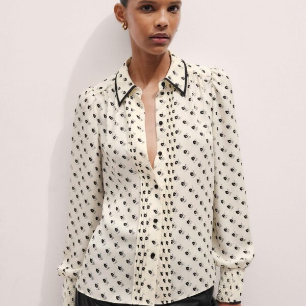 Me and Em Straight Blouse + Tie – luxury British Ivory in Me and Em exclusively at Coveti
