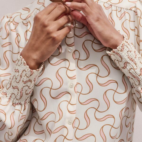 Me + Em Straight Blouse + Tie – luxury British Multicolour in Me and Em exclusively at Coveti