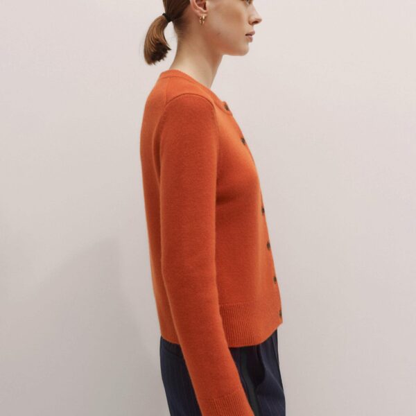 Me + Em Straight Cardigan – luxury British Orange in Me and Em exclusively at Coveti