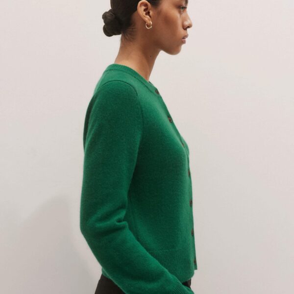 Me and Em Straight Cardigan – luxury British Green in Me and Em exclusively at Coveti