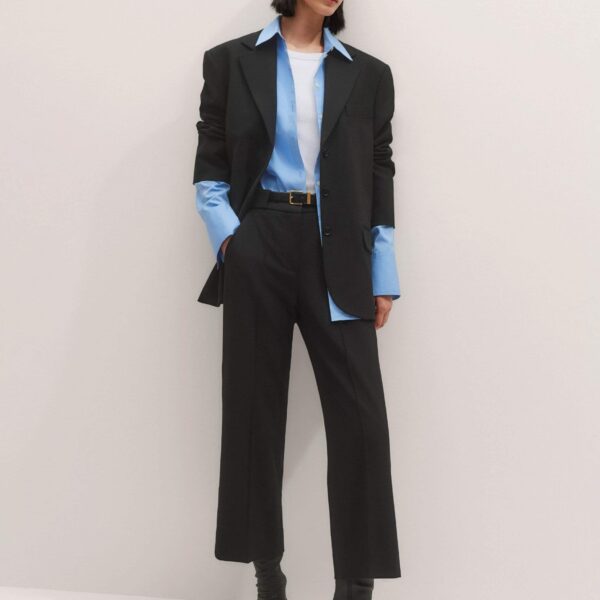 Me + Em Straight Crop Trouser – luxury British Black in Me and Em exclusively at Coveti
