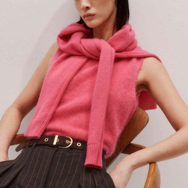 Me and Em Straight Knit Vest – luxury British Pink in Me and Em exclusively at Coveti