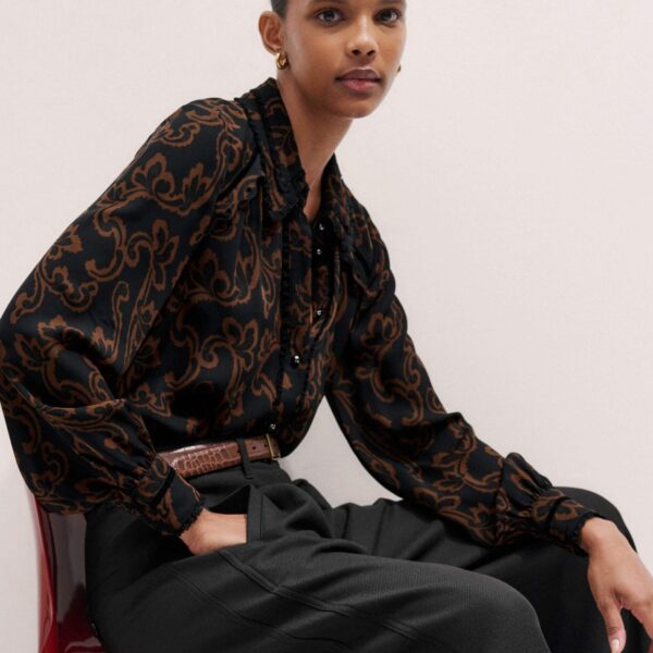 Me + Em Straight Shirt + Tie – luxury British Black in Me and Em exclusively at Coveti