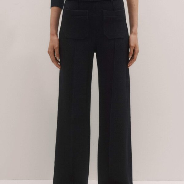 Me + Em Subtle Flare Trouser – luxury British Blue in Me and Em exclusively at Coveti