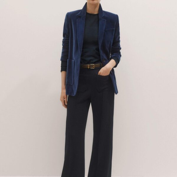Me and Em Subtle Flare Trouser – luxury British Blue in Me and Em exclusively at Coveti